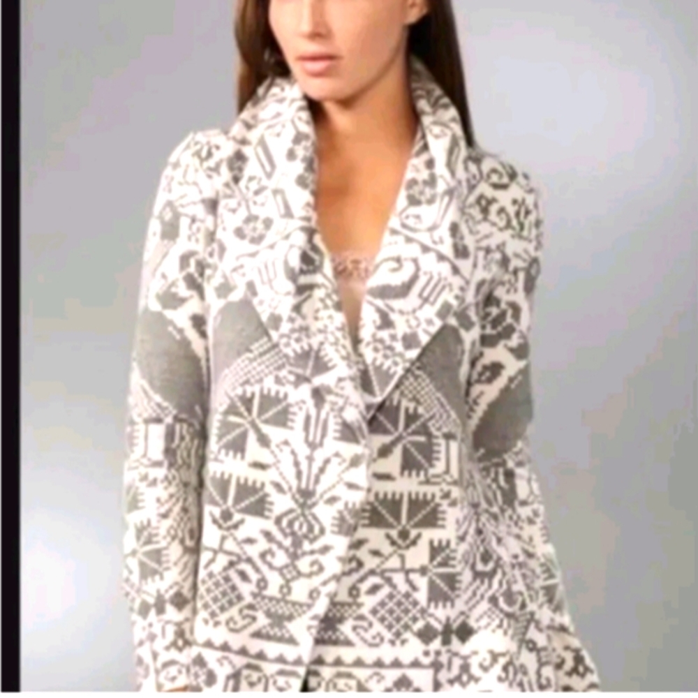 Free people grey white open peacock cardigan sz S